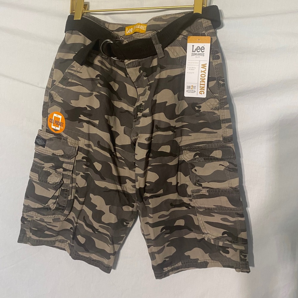 Lee Dungarees Wyoming Boys Camo Cargo Shorts Size 16 Regular New With Tags Belt
